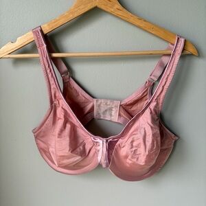 Olga Womens Pink Satin Minimizer Underwire Support Bra, Size 38D